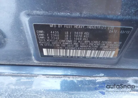 2013 Subaru Legacy 2.5I Limited z USA, uszkodzony, nr VIN 4S3BMCL64D3040309